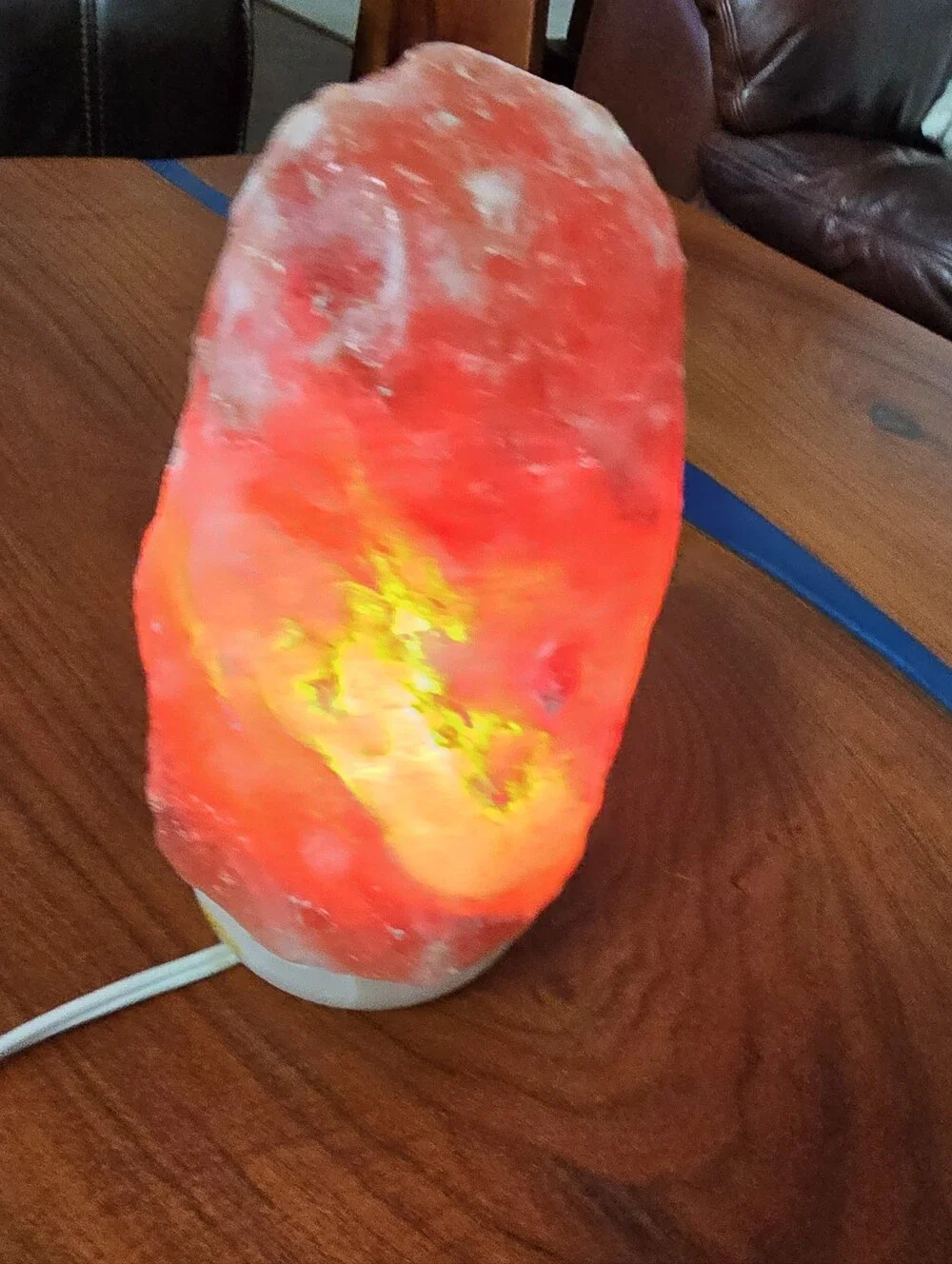 Red Himalayan Salt Lamp on An Onyx Marble Base  9 Inches Long